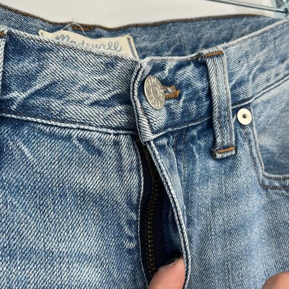 Madewell Boyjean Denim Jeans 27 Ankle Straight Leg Mid Rise Raw Hem Medium Wash - Picture 4 of 11